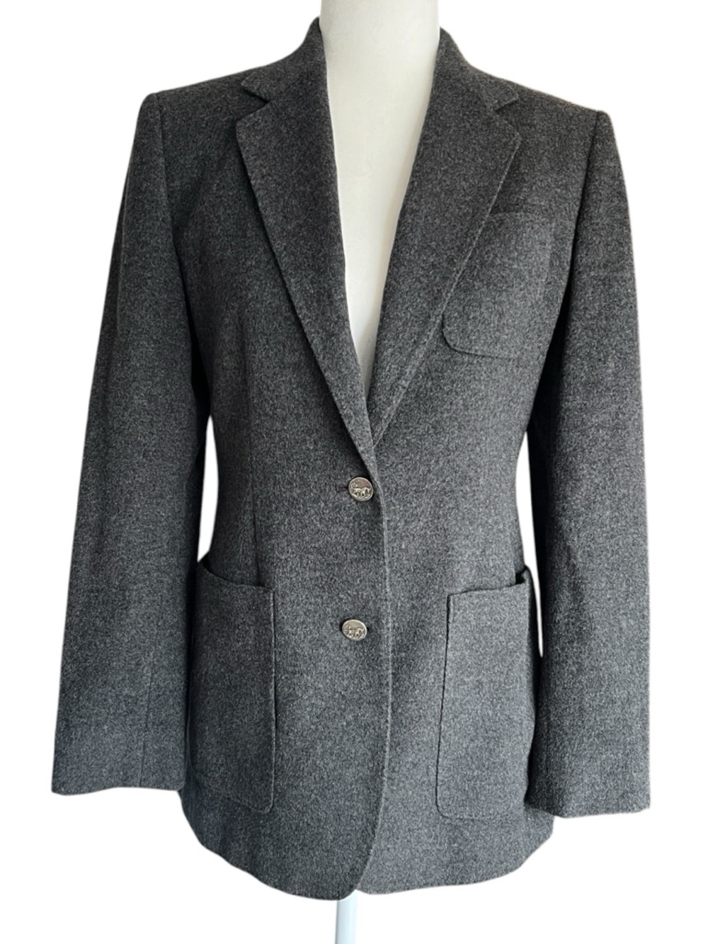 Lauren Ralph Lauren Wool Cashmere Blazer Jacket Gray Silver Button Womens 4
